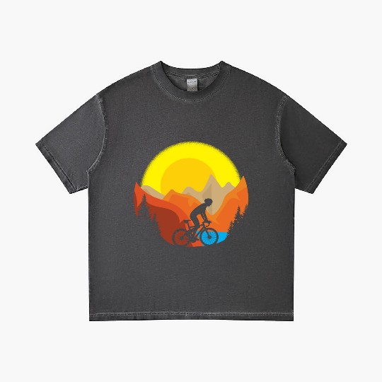 Mountain Biker Sunset Cyclist Gift Gradient T Shirts
