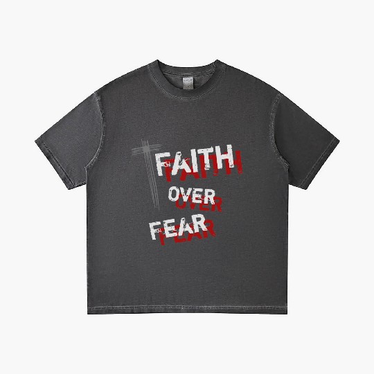 Inspirational Christian Cross Faith Over Fear Gradient T Shirts
