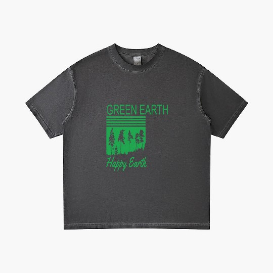 Green Earth Happy Earth Earth Protection Support Gradient T Shirts