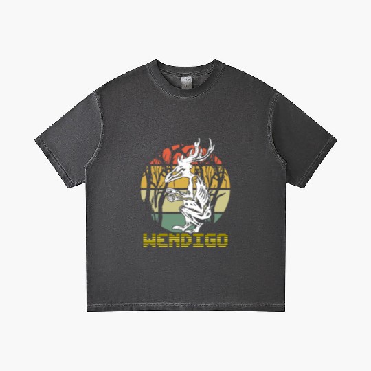 Vintage Folk Wendigo Halloween Cryptid Monster Gradient T Shirts