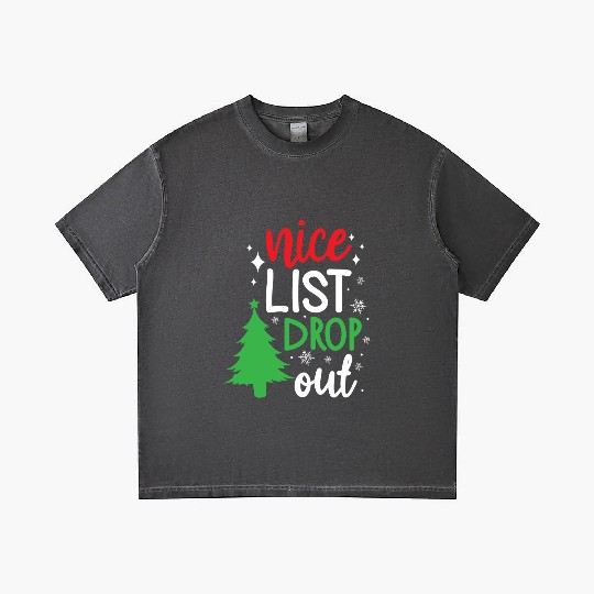 Christmas Nice List Drop Out Funny Xmas Santa Gradient T Shirts