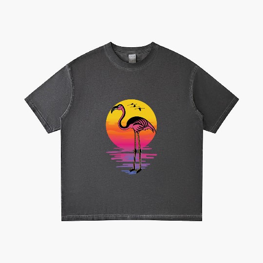 Flamingo Sunset Beach Lover Gift Gradient T Shirts