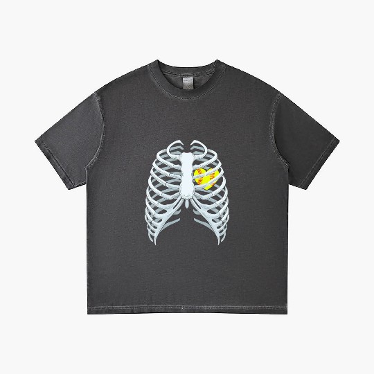 Funny Softbal Heart Skeleton Rib Cage Halloween Gradient T Shirts
