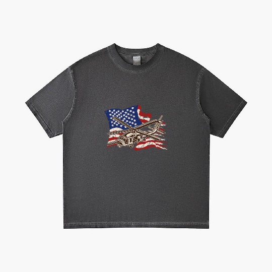 Helicopter with american flag background - chopper Gradient T Shirts