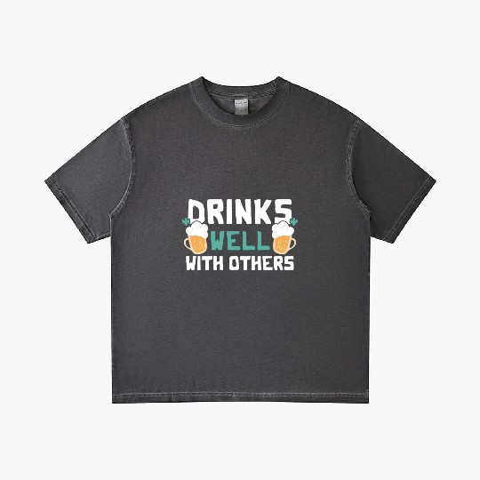 Drinks Well With Others Funny Beer St. Patrick's Gradient T Shirts