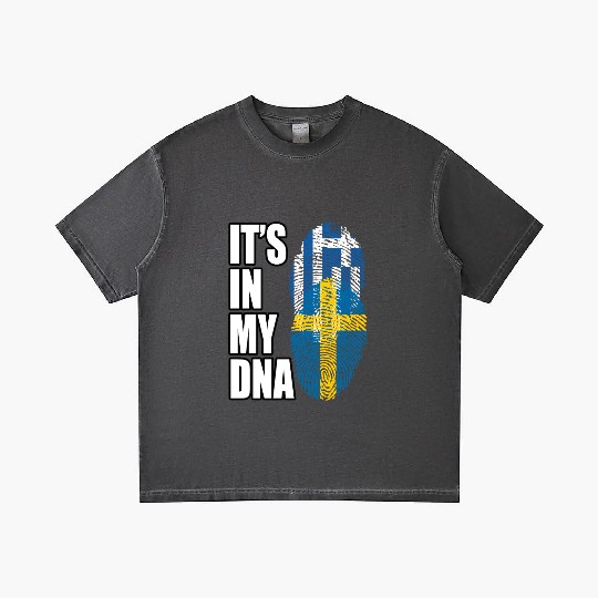 Greek And Swedish Mix Heritage DNA Flag Gradient T Shirts