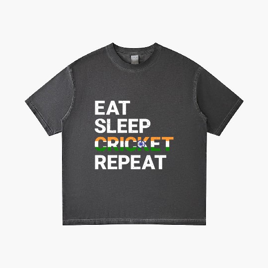 Eat Sleep Cricket Repeat IND Flag Sports Gift Gradient T Shirts