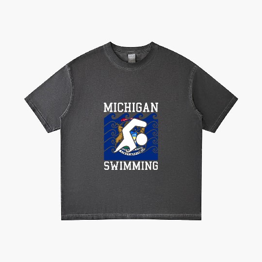 Michigan Flag Swimming Team Swim Swimmer US State Gradient T Shirts