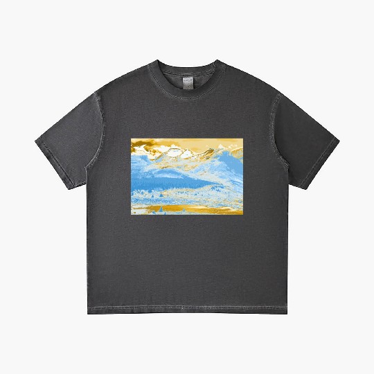 Golden Blue Mountain Lake Gradient T Shirts