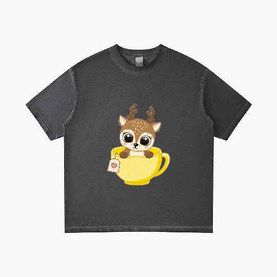 Girls Baby reindeer in cup Christmas kid gifts Gradient T Shirts