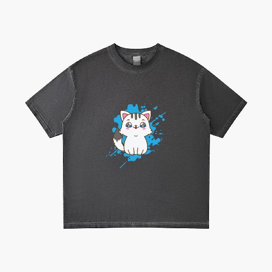 Cat japanese Kawaii Style Animal Gradient T Shirts