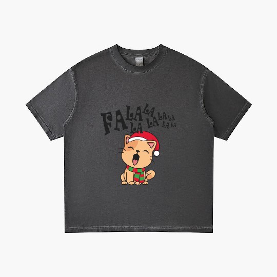 Cute Christmas Cat Singing Fa la la la Song Gradient T Shirts