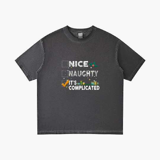 Nice Naughty It's Complicated Christmas List Santa Gradient T Shirts