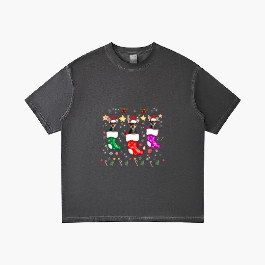 Miniature Pinscher Christmas Lights Funny Xmas Gradient T Shirts