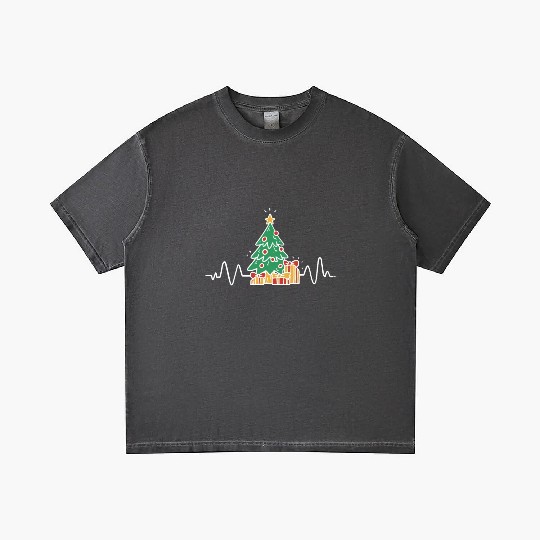 Funny Christmas Tree Heartbeat Merry Christmas Gradient T Shirts