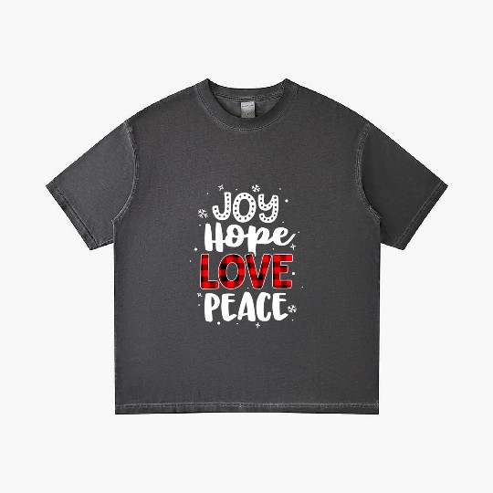 Joy Hope Love Peace Red Buffalo Plaid Christmas Gradient T Shirts