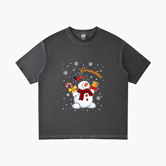 Grandma Snowman Candy Cane Christmas Red Plaid Gradient T Shirts