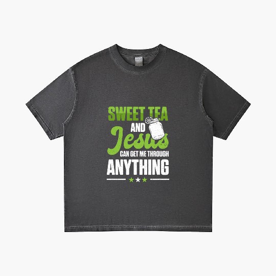 Funny Sweet Tea And Jesus Can Get Me Through Gradient T Shirts