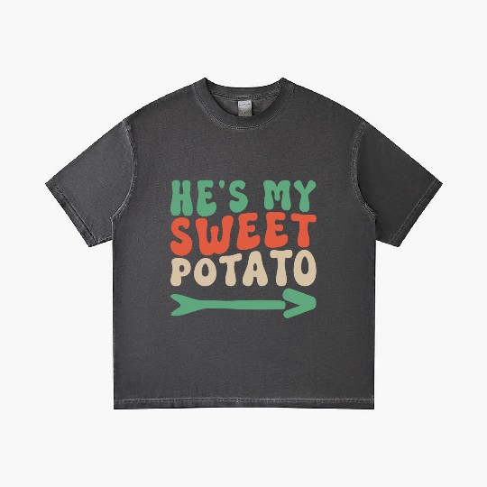 Groovy He's My Sweet Potato Couple's Matching Gradient T Shirts
