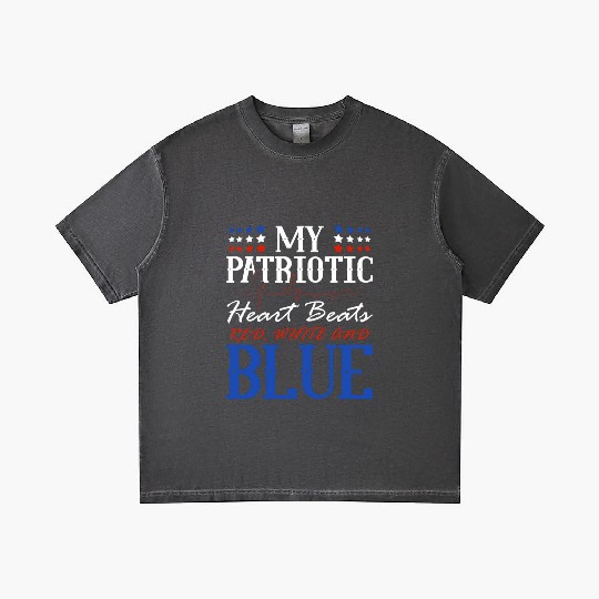 My Patriotic Heart Beats Red White and Blue 4th Gradient T Shirts