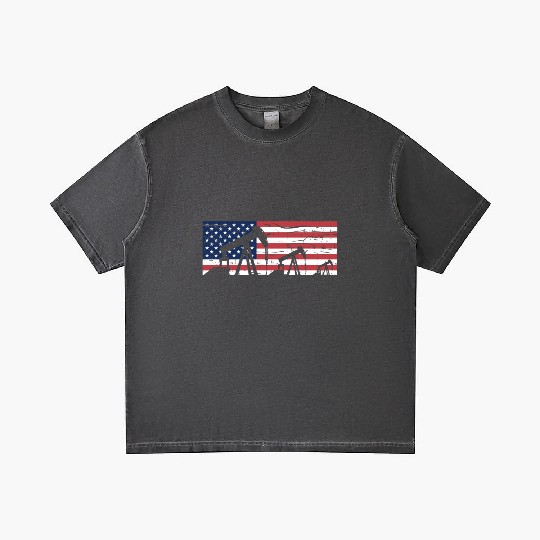US American Flag Oilfield Oil Field Rig Refinery W Gradient T Shirts