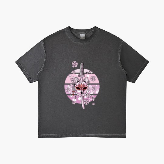 Kitsune Mask Japanese Nine Tailed Fox Cherry Gradient T Shirts