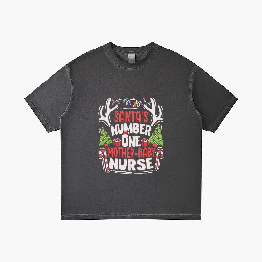 Santas Number One Mother Baby Nurse NICU Neonatal Gradient T Shirts
