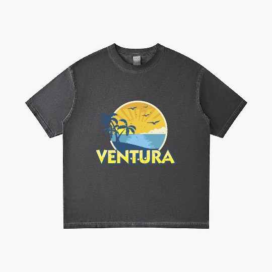 Vintage Ventura Beach California Surfing 70S Desig Gradient T Shirts