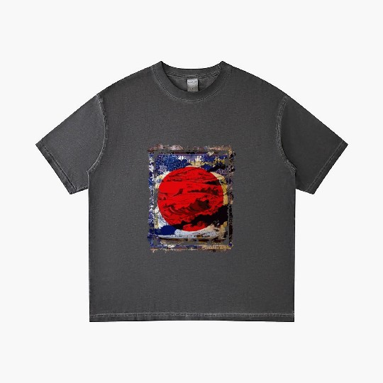 Japan Flag Red Circle Blue Mountain Collage Art 74 Gradient T Shirts
