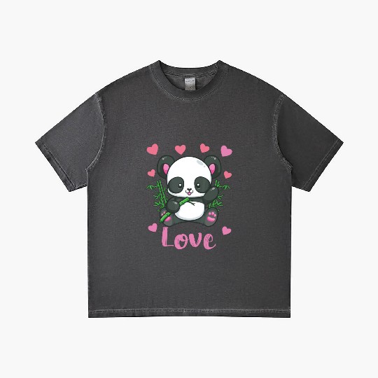 Panda Valentines Day Gradient T Shirts Hearts Love Women Girls