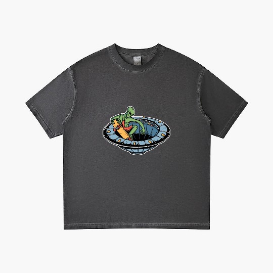 Alien skateboarding on spaceship Gradient T Shirts