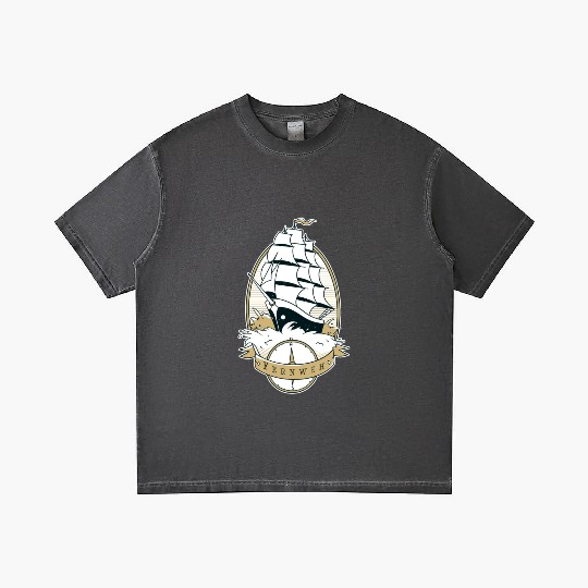 Old school ship waves sea sailing Old school ship Gradient T Shirts