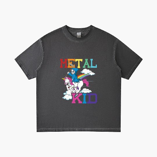 Metal Kid Music Grim Unicorn Rocker Rock Gradient T Shirts