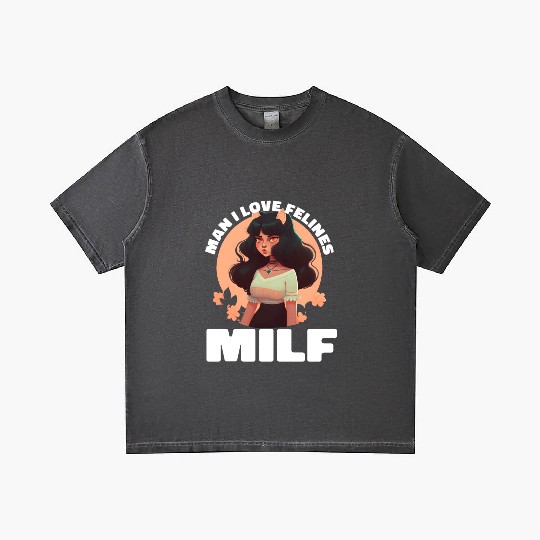 MILF Man I love Felines Funny Cat Cute Anime Girl Gradient T Shirts