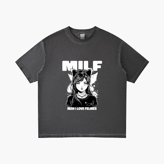 MILF Man I love Felines Funny Cat Cute Anime Girl Gradient T Shirts