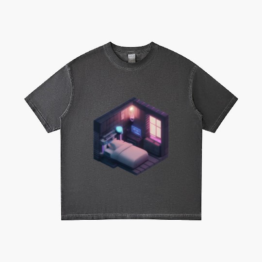 Isometric Voxel Bedroom - Synthwave Future Room Gradient T Shirts