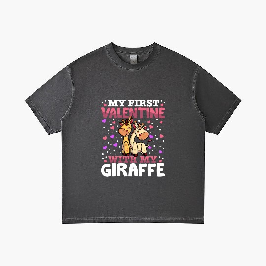 My First Valentine With My Giraffe Animal Heart Gradient T Shirts
