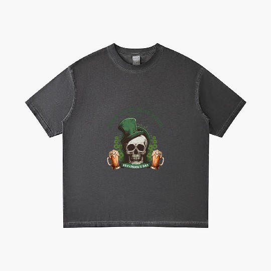 Mens St Patricks Day Irish Skull Green Shamrock Gradient T Shirts