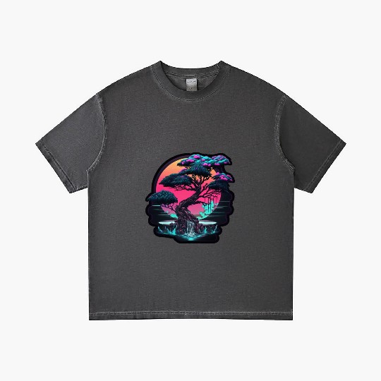 Synthwave Bonsai Tree Gradient T Shirts