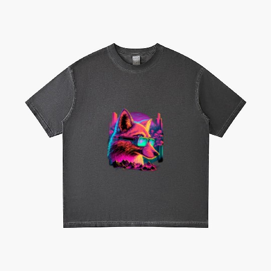 Retro Futuristic Synthwave Fox Gradient T Shirts