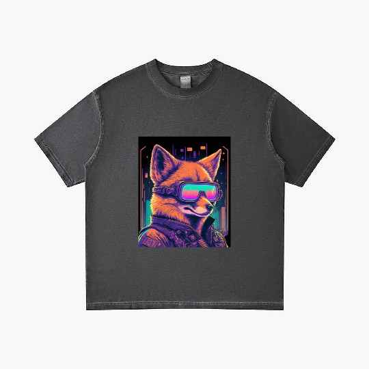 Retro Futuristic Synthwave Fox Gradient T Shirts