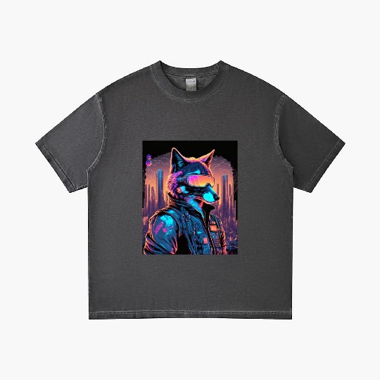 Retro Futuristic Synthwave Fox Gradient T Shirts