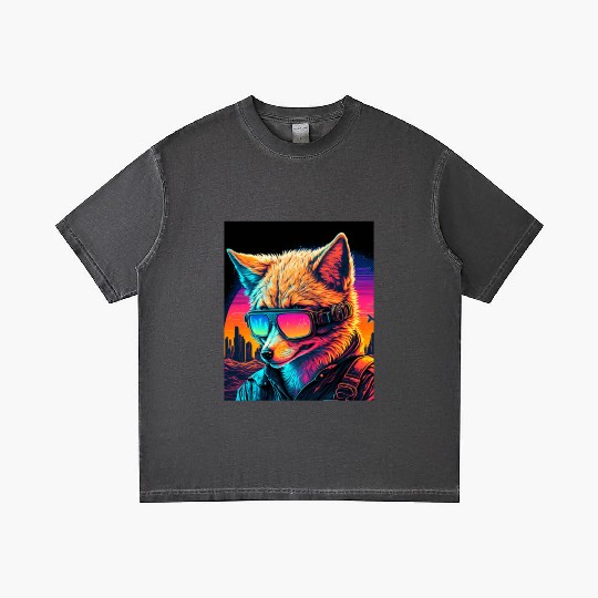 Retro Futuristic Synthwave Fox Gradient T Shirts