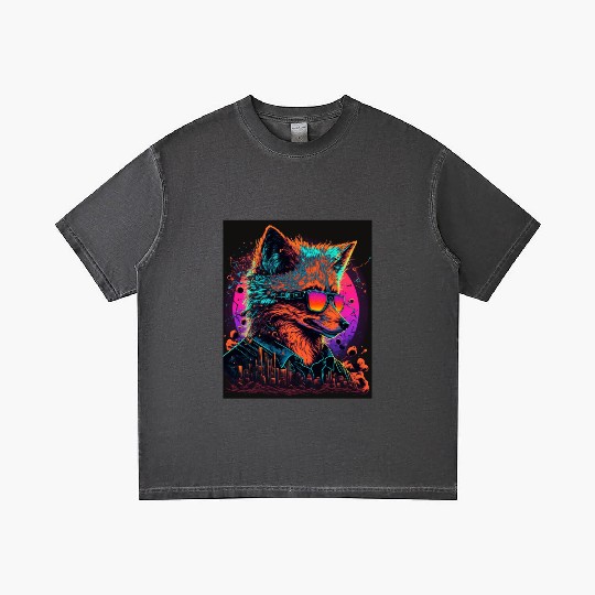 Retro Futuristic Synthwave Fox Gradient T Shirts