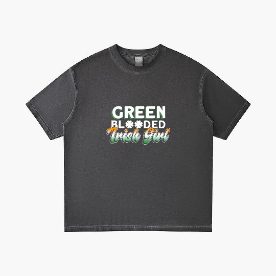 Green Blooded Irish Girl - St Patricks Day Irish Gradient T Shirts