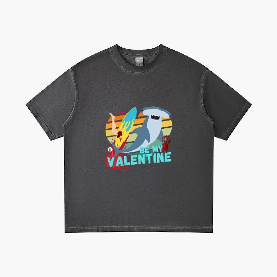 Shark be my Valentine Surf Blood Design Gradient T Shirts
