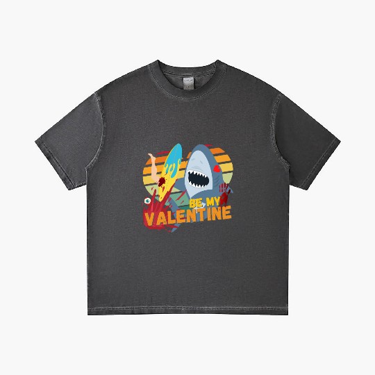 Shark be my Valentine Blood Surf Design Gradient T Shirts