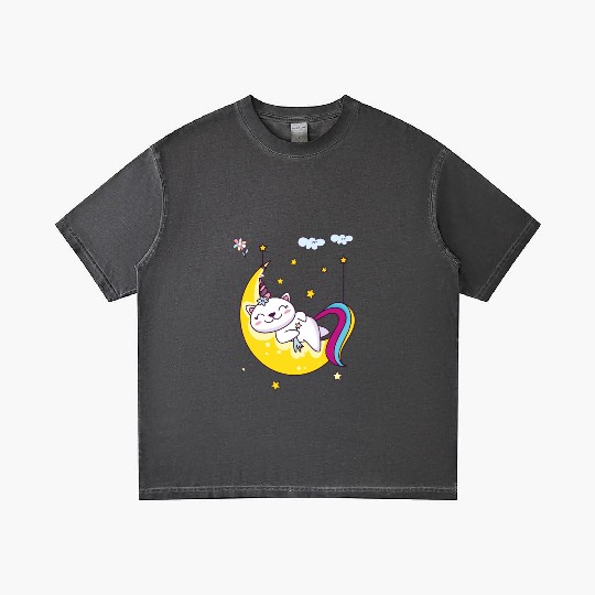 Unicorn pony cat on the moon, magic sleeping time Gradient T Shirts