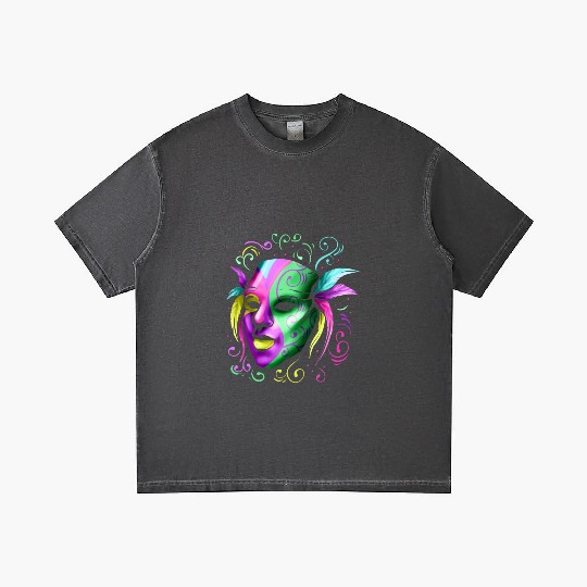 Yellow, Purple And Green Mask For Mardi Gras Gradient T Shirts