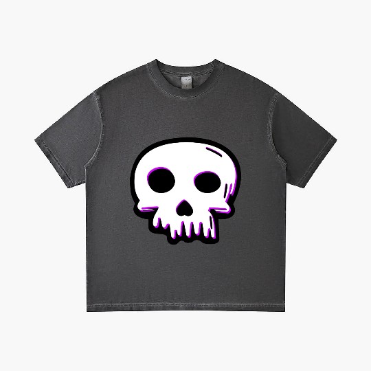 2D Vector Cartoony Synthwave Skull Gradient T Shirts